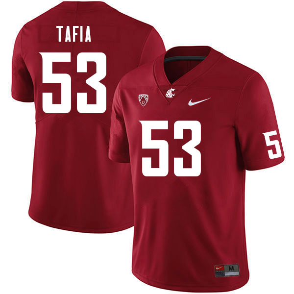 Washington State Cougars #53 Jernias Tafia College Football Jerseys Sale-Crimson